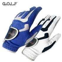 Golf gloves boys and womens ultra-fiber cloth non-slip breathable blue and white cloth wear-resistant dirt and washable