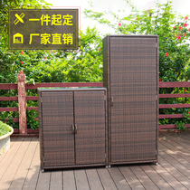 Custom rattan balcony storage locker sundries room outdoor door shoe cabinet waterproof sunscreen Garden Garden