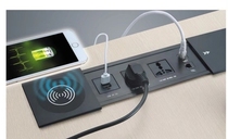 Side slide desktop socket Multimedia interface cable box information aluminum brushed panel embedded USB wireless charging