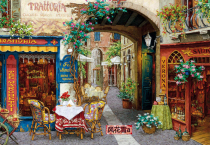 Super clear color cross stitch heavy drawing drawing source file pub Cafe in courtyard restaurant 450 309