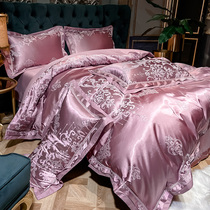 European style luxury satin four-piece cotton cotton sheet duvet cover Six-piece bedding high-end atmosphere