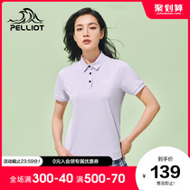 Bosie and 2021 new womens short sleeve polo shirt cotton feel bottoming clothing sports fitness classic Wild casual T-shirt