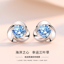 2021 New Tide Zhou Tai Fook star pure platinum earrings female pt950 Moss diamond 18K white gold earrings
