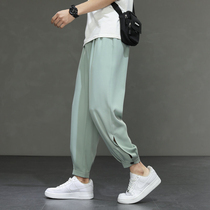 Tide brand ice pants mens summer thin Korean version of the trend loose size hanging pants mens spring and autumn casual trousers