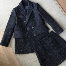 Hairy jacket short skirt autumn and winter two-piece set 2021 new large size womens skirt thin temperament foreign style suit women