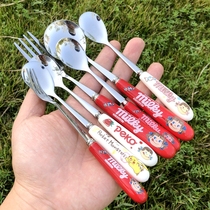 Girl heart cartoon creative ceramic handle Stainless steel mixing spoon Fujiya small spoon Cute pattern strawberry spoon