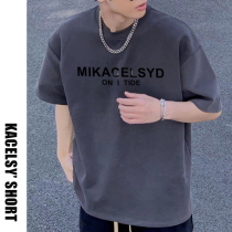 American Short - sleeved Men T - shirt 300g heavy Japanese tide - tailored tide loose half - sleeve shirt in summer