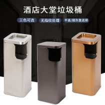 Hotel trash can Stainless steel lobby vertical with ashtray hall elevator entrance indoor commercial peel box customization