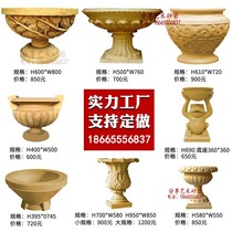 Artificial sandstone round sand rock Roman column Garden District hotel indoor and outdoor decoration ornaments leaf Teng flower pot
