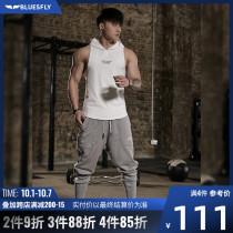 BLUESFLY summer new sleeveless hooded vest mens Tide brand running training suit fitness T-shirt sports short sleeve