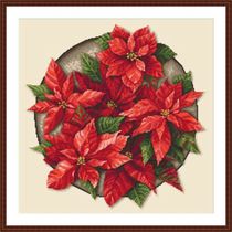 Cross stitch electronic drawings redraw source file XSD round flower Poinsettia