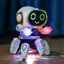 Dancing robot cross-border new Electric Six-claw fish steel light music Childrens street stall hot toys