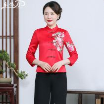 Improved cheongsam top Mother middle-aged short coat female Chinese style new autumn Tang two-piece set thin