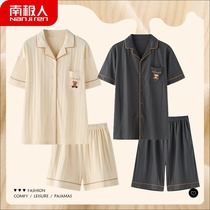 Antarctic people couple pajamas summer womens thin pure cotton short-sleeved 2021 new summer homewear mens suit