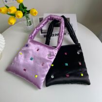 Korea ins mommy bag fashion gem hand-held commuter shoulder bag multifunctional out light hand-sewn Bento bag