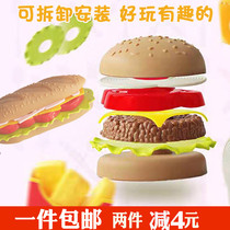 Simulated hamburger model layered fries set DIY food childrens house building blocks early education kitchen toys