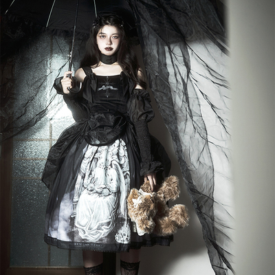 taobao agent 【Dzeudemons】Strange Lolita Halloween Original Design Gothic Blinds SK dress spot