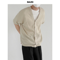 DAZO Short - sleeved Sweater Man Summer thin knife shirt and simple V - collar pure trend Korean edition