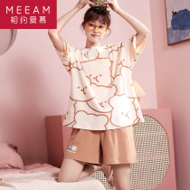 2021 new pajamas womens summer pure cotton short-sleeved thin section cute cartoon spring and summer home clothes two-piece suit