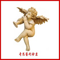 Qisi art sandstone angel sculpture sandstone relief European figure round sculpture glass fiber reinforced plastic copper outdoor sculpture