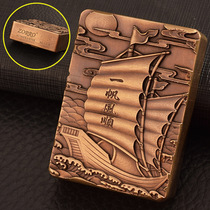 Zorro thickened heavy sleeve type armor pure brass old kerosene lighter three-dimensional relief smooth sailing