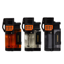 COHIBA Gao Hesar brand new smoking set high-end Blue Flame three-fire straight wind-proof belt drill cigar lighter