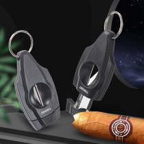 Lubinski plastic hanging ring portable Cigar scissors creative personality stainless steel V-mouth blade Cigar scissors
