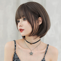  Wig female short from natural girl round face comic bangs repair face net red BOBO head full headgear wig set
