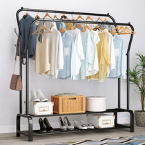 Floor-to-ceiling clothes rack hanging clothes bar folding indoor simple hangers household bedroom clothes shelves balcony cool clothes hangers