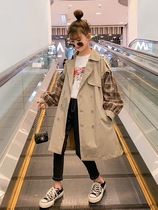 Girls windbreaker spring and autumn coat 2021 new childrens foreign style in the long style English coat