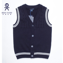 Eaton Gide school uniform boys and girls college style knitted vest spring and autumn childrens navy blue cardigan vest 10B050