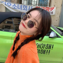 With myopia new Korean ins metal Brown round polarized sunglasses female round face street shoot couple sunglasses