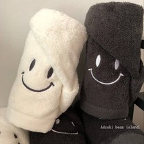 ins Korean couple embroidery home wash face cotton big towel soft soft enemy cute smile towel