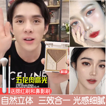 High-gloss contouring plate All-in-one plate Glitter Face brightening Matte nose shadow shadow dual-use combination blush Three-in-one