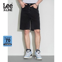 LeeXLINE 22 Spring Summer New Pint Loose Straight Drum Black Male Denim Shorts LMB100903101-742