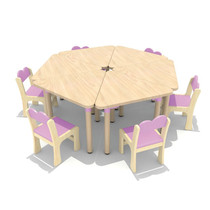 Triangle table Kindergarten learning table and chair spell triangle table Solid wood desk fireproof board Three-person table