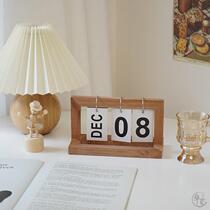 Recipe kindergarten photo date card ornaments year month and day adjustable small wood manual calendar retro shooting props