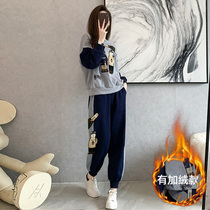 Sports set women autumn and winter 2021 New Korean version of foreign style fashion age Net red sweater casual running two sets