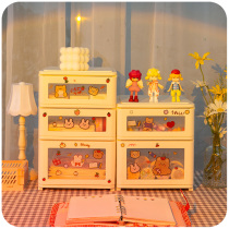 ins Cute storage box Desktop girl student desk Pen desk finishing dormitory drawer shelf cabinet