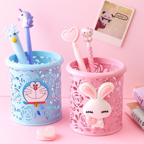 Korean stationery cute ins Japanese girl small pen holder creative fashion cartoon office storage box desktop decoration