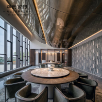 Modern minimalist hotel Electric dining table clubhouse box large round table new Chinese designer marble table customization