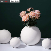 Yiming soft outfit Nordic modern simple white ceramic vase dried flower arrangement home living room decorations ornaments