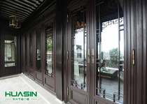Huaxing wood aluminum-clad wood doors and windows Sound insulation hollow tempered glass sealed balcony bedroom floor-to-ceiling casement windows