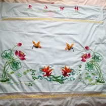 Collection Nostalgia 1970s old embroidery embroidery curtain table cloth cotton 100 * 110cmAB 21-6