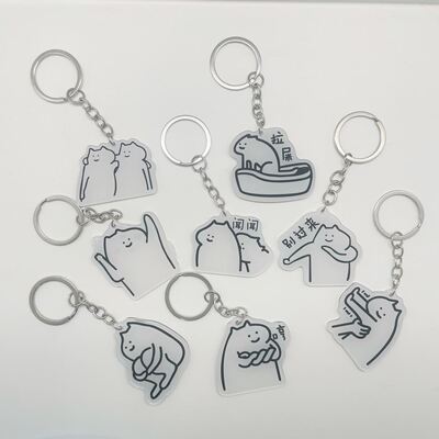 taobao agent What+cccat, what cat emoji peripheral key chain Yayli creative pendant double -sided cute accessories