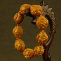 "Eight Treasures of Wealth" Qi Bamboo Nuclear Carving Zhoushan Olive Walnut Carving New Handstring Wen Play Collection ZHHQ
