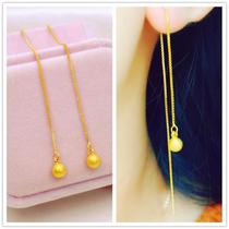Zhou Dafu Huanmei Long Golden Bean Ear Line Female 999 Gold Ornaments Earrings 18K Gold Jewelry Never Falling