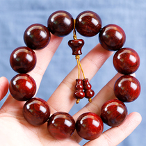 Chicken blood red old material Fine Gold Star Indian leaflet Red Sandalwood 20mm 12 Buddha beads hand string text play collection second shot