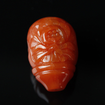 Wenwan Collection 7 78g Exquisite Baoshan South Red Persimmon Red Carved Flower Integrated Three-piece -B11