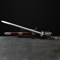 White gold silver dragon sword (octafacial patterned steel acid branch wood) Zhejiang Provincial master Ji Satoshi unopened with a long sword